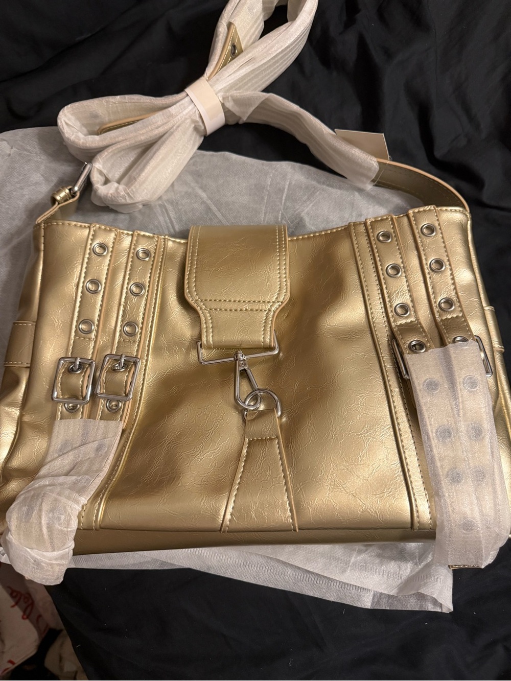 Gold Women’s Shoulder Bag - Stylish Metallic Handbag